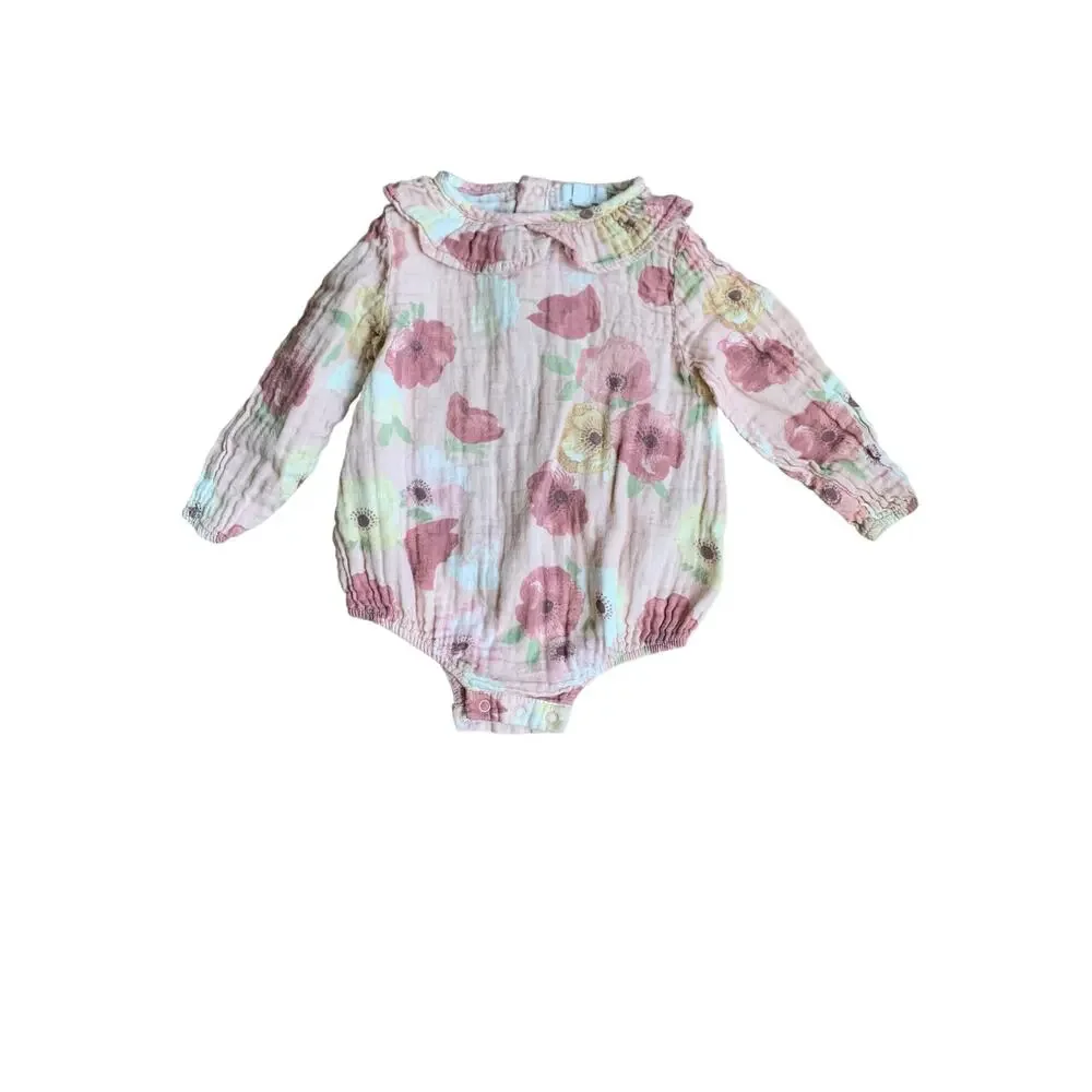 Angel Dear Muslin Collared Floral Bodysuirb